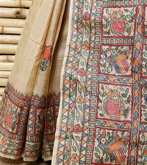 Madhubani | Tussar silk saree, Saree painting, Madhubani painting