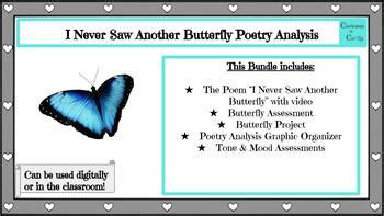 Analyzing Poetry: I Never Saw Another Butterfly by Curriculum By Cait