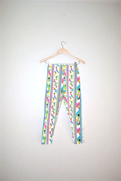 80s leggings // neon and neutral stretch cotton // by OFTNvintage