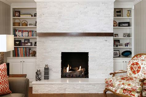 White Brick Fireplace With Dark Wood Mantel – Fireplace Guide by Linda