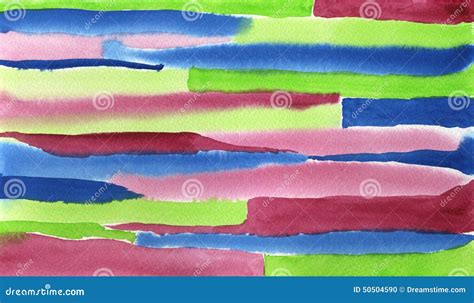 Watercolor Hand Painted Red Blue Green Stripes Stock Illustration - Illustration of texture ...