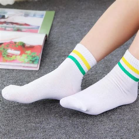 Stripe Print Kids Girls Socks Cotton School Students Socks Soft Kids Feet Wamer Casual Children ...