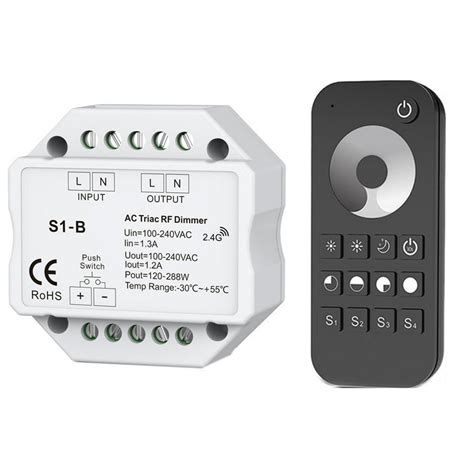 Triac LED Dimmer 100-240VAC Wireless RF Dimmable Push Switch 2.4G ...