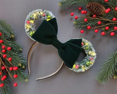 Green Velvet Christmas Mickey Ears Lighted Christmas Ears - Etsy