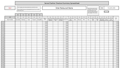 Tip Spreadsheet pertaining to Restaurant Tip Sheet Template — db-excel.com