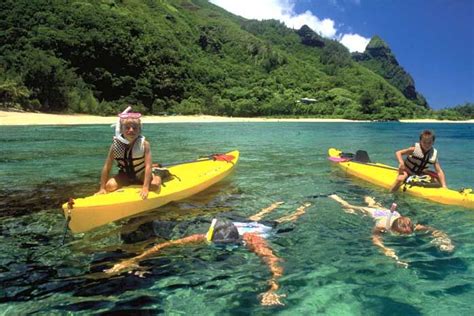 A five-hour guided Kayak tour along the scenic and peaceful Hanalei River and Bay Reef Lagoon ...