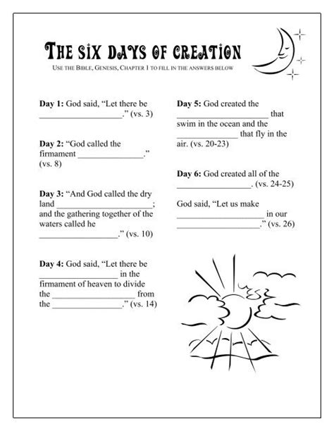 Free worksheet on the creation from www - SugarDoodle.net