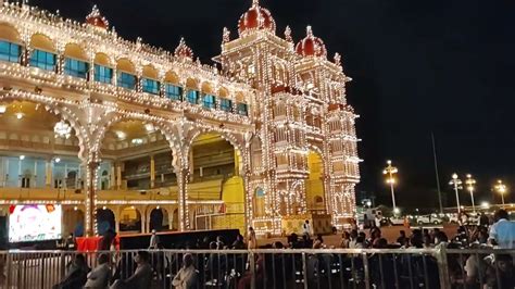 Mysore palace Dasara lighting - YouTube