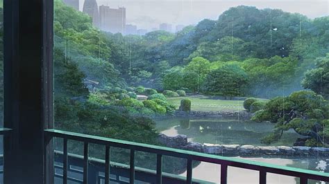 HD wallpaper: painting of pond near forest, anime, The Garden of Words, Makoto Shinkai ...