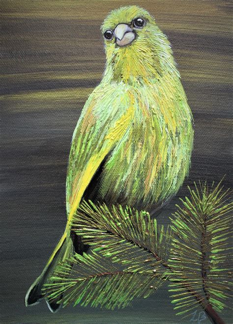 Green Finch, Bird Painting, Green Bird, Artwork, British Wildlife ...