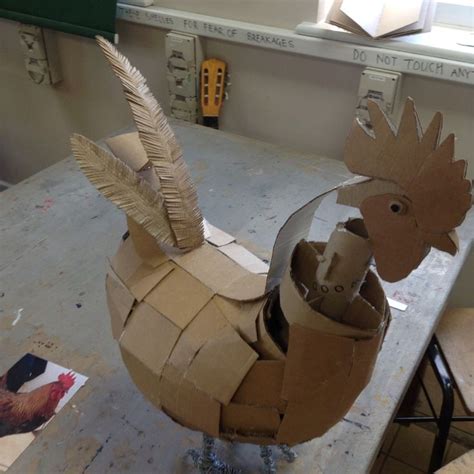 Cardboard Chicken Sculpture