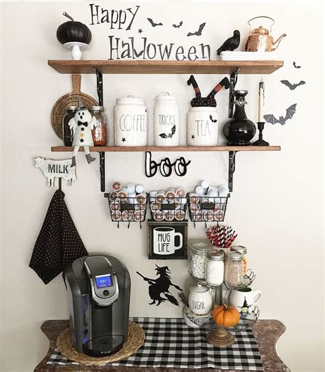 Halloween coffee bar, Halloween coffee station | Halloween home decor, Coffee bar home ...