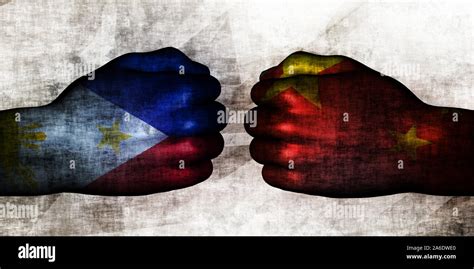 Philippines vs China Political Conflict and Disputes Concept Stock ...