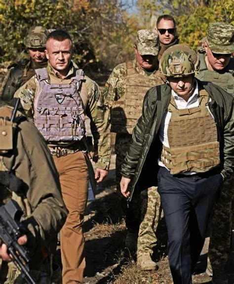 President Zelenskyy visiting the troops with his loyal bodyguard ...