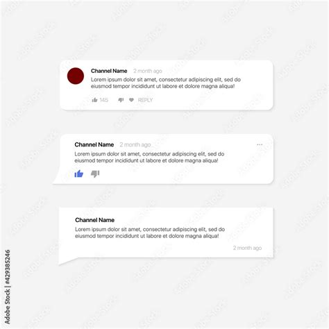 Youtube Comments. Social Media Text Bubbles. Set of Modern Comment ...