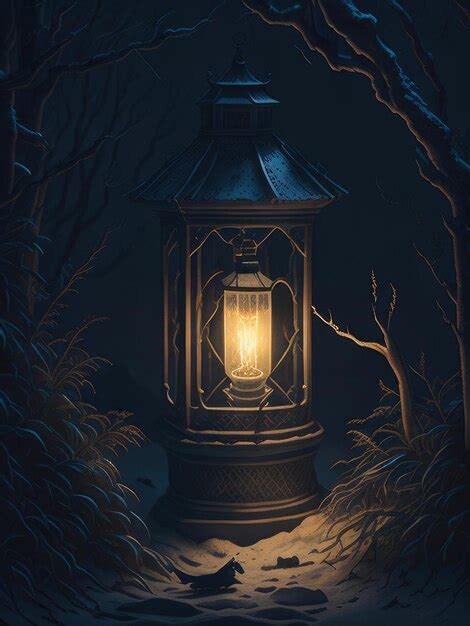 Premium Photo | A lantern at night