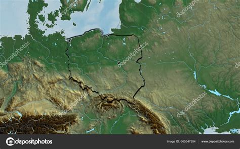 Close Poland Border Area Relief Map Capital Point Bevelled Edges Stock ...