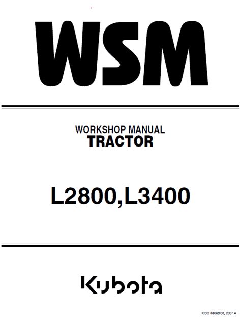 Kubota L2800, L3400 Tractor Workshop Service Manual