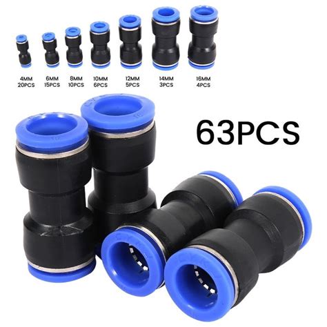 63PCS Quick Connect Fittings Push to Connect Tube Fitting Air Tool ...