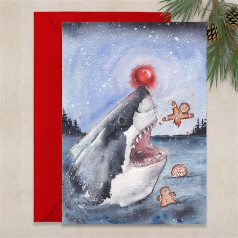 Shark Christmas Card - Etsy
