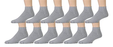 Men's Ankle Socks, Athletic Sports Running Socks (12 Pairs - Many Styles) Quarter Length (Gray ...