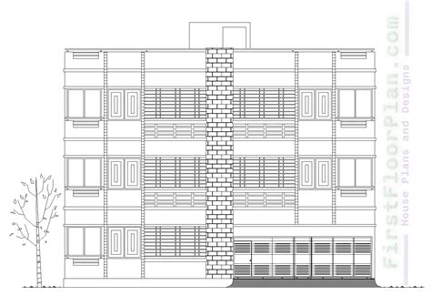 Three Storey Building Floor plan and Front Elevation - First Floor Plan ...