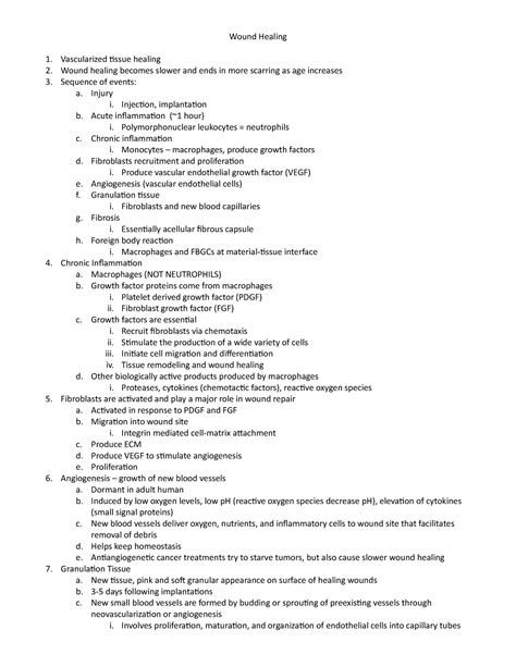 Wound Healing - Vascularized tissue healing 2. Wound healing becomes slower and ends in more ...