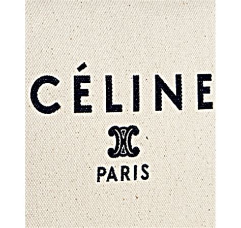 Lyst - Céline Cream Canvas and Calfskin Vertical Logo Print Tote in Natural