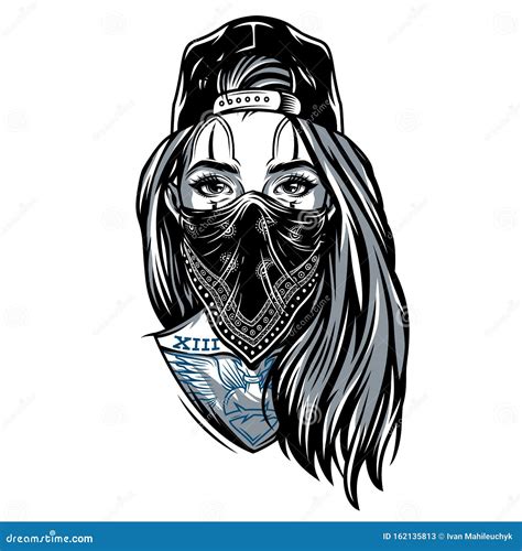 Vintage Gangster Girl in Baseball Cap Stock Vector - Illustration of enamel, baseball: 162135813