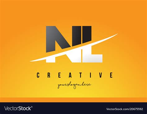 Nl n l letter modern logo design with yellow Vector Image