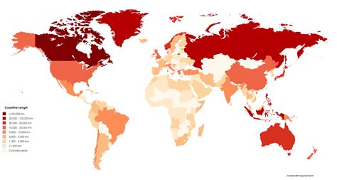 Countries by Absolute Coastline Length - Vivid Maps