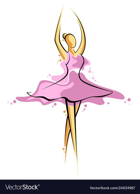 Abstract drawing of a girl in pink dress artwork Vector Image