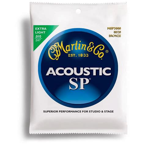 Martin MSP3000 SP 80/20 Bronze Extra Light Acoustic Guitar Strings ...