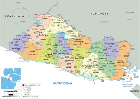 El Salvador Map (Political) - Worldometer