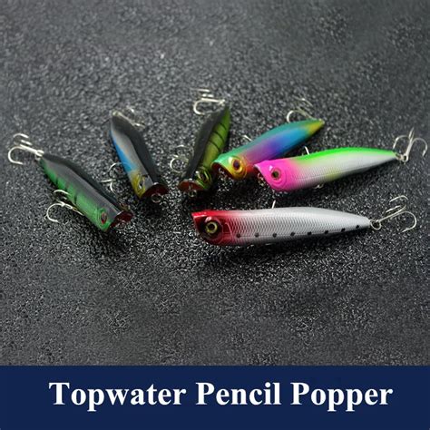 Quality 105mm 15g Topwater Fishing Pencil Popper Lures Baits Culter Bass Artificial Bionic Hard ...