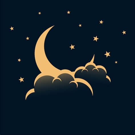 Free Vector | Night sky with moon stars and clouds background