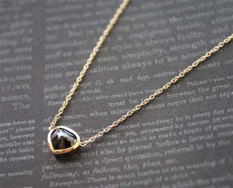 Black Diamond Heart Necklace in 14K Yellow Gold
