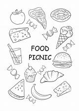 Picnic Coloring Pages Summer Printable Kids Pdf Food Picnics Sheet  sketch template