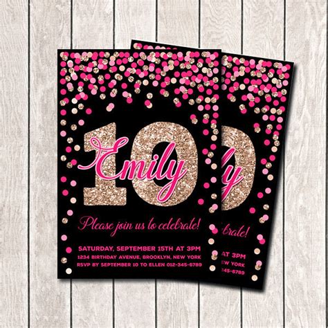 10th Birthday Invitations for Girl Birthday Invites Printable - Etsy