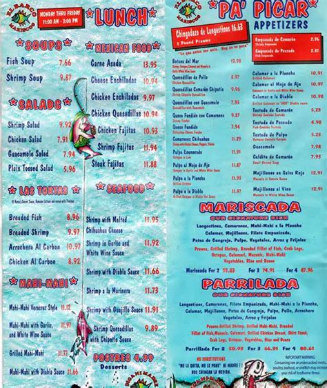 Menu at El Barco Mariscos, Chicago, N Ashland Ave