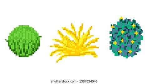 Set Bushes Pixel Art Illustration Isolated Stock Vector (Royalty Free ...