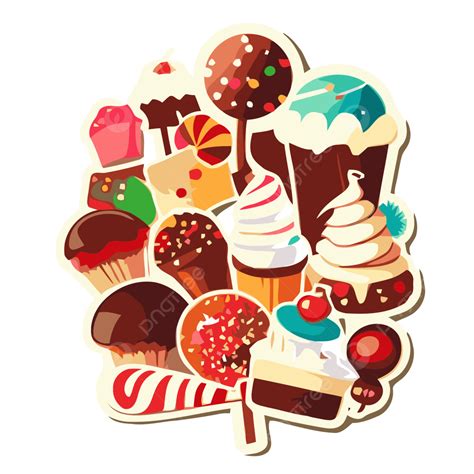 Stack Of Sweet Treats On A Sticker Background Clipart Vector, Christmas Sweets, Christmas Sweets ...