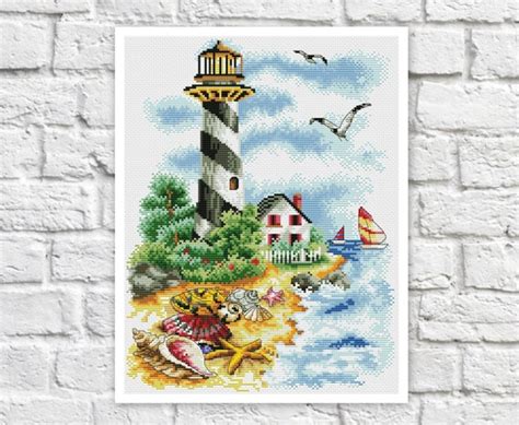 Lighthouse Cross Stitch Pattern Colorful Art DIY X-stitch - Etsy