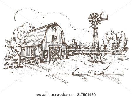 panoramic drawn farm scenes - Google Search | Drawings, Art, How to draw hands