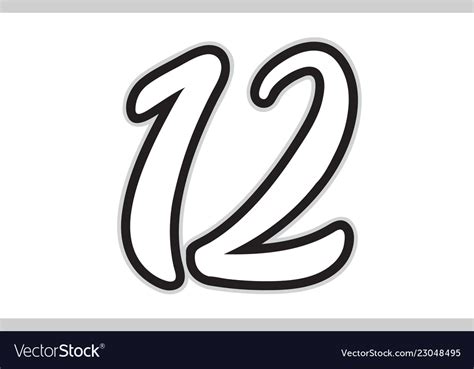 12 black and white number logo icon design Vector Image