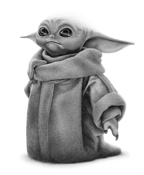 Baby yoda pencil drawing. Commission you own. | Tekenen