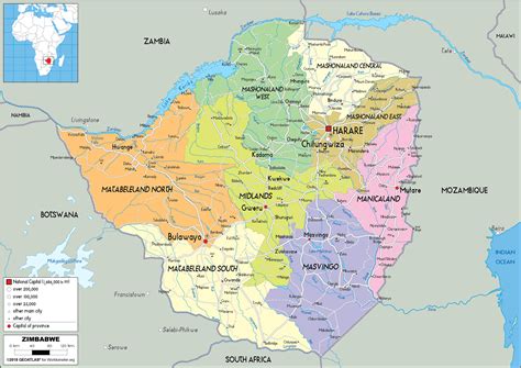 Zimbabwe Map (Political) - Worldometer