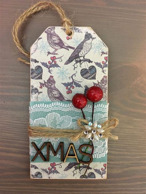 Wooden tag decoupaged with Craft Consortium Christmas paper by StickerKitten | Christmas paper ...