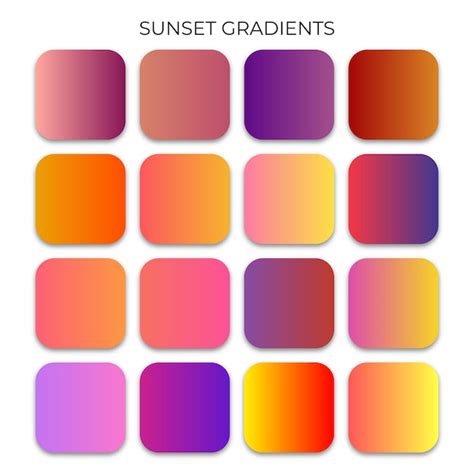 Premium Vector | SET OF SUNSET GRADIENT COLOR PALETTE