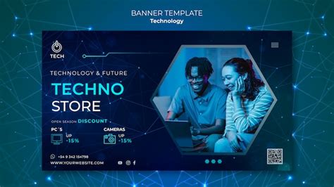 Free PSD | Horizontal banner template for techno store